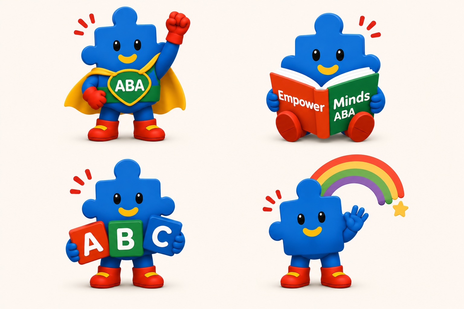 Empower Minds puzzle-piece characters learning and growing together